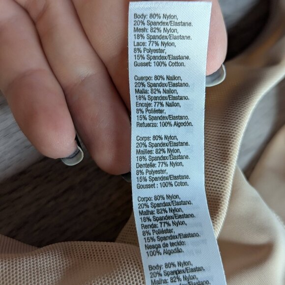 Assets Red Hot Label by Spanx Beige Shapewear Open Bust Bodysuit Size Medium - Picture 8 of 13